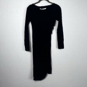 Susana Monaco Black Size XS Bodycon Ruched Knee Length Long Sleeve Dress